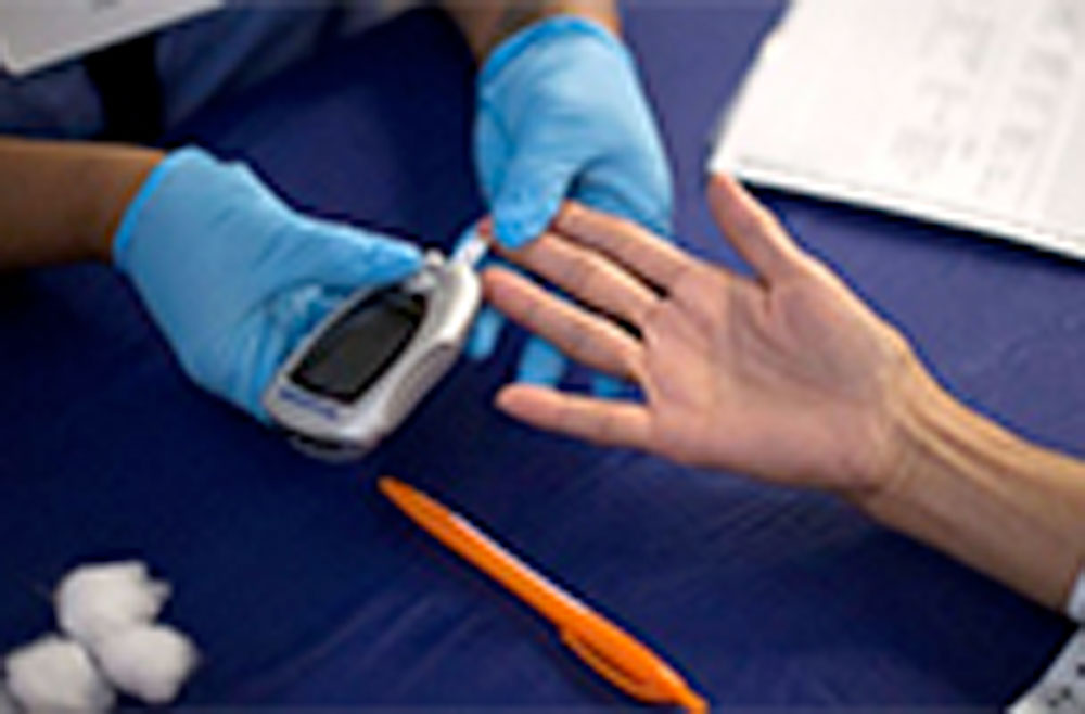 Patient getting tested for blood sugar