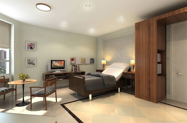 Rendering of a patient room at Penn Hospice at Rittenhouse, a division of Wissahickon Hospice