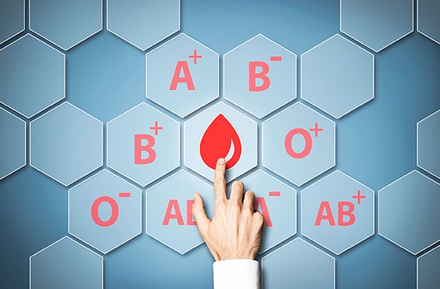 blue_background_hexagons_with_blood_types_and_one_drop_of_blood_hand_clicking_on_blood_drop