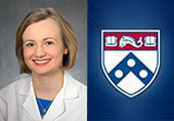 headshot of Jessica Long, MS, CGC, and the Penn Med logo