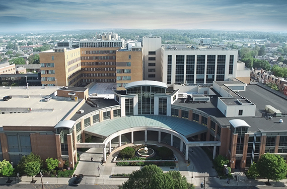 overhead view of hospital