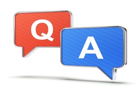 The letters Q and A in speech bubbles