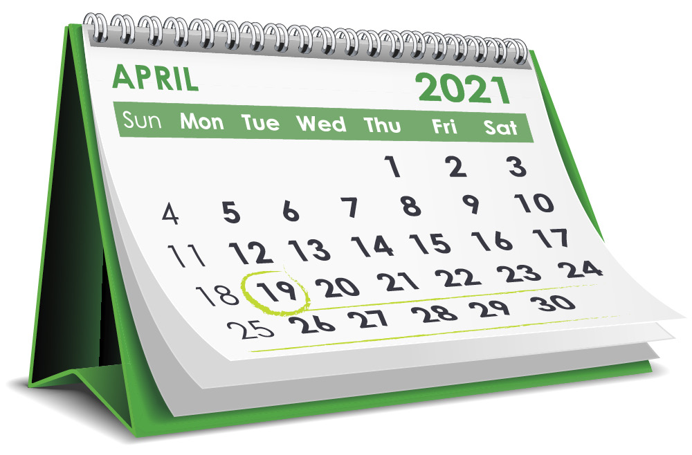 April 2021 calendar